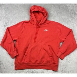 Nike Sportswear Club Fleece Hoodie Mens M Red Swoosh Spellout‎ Athleisure